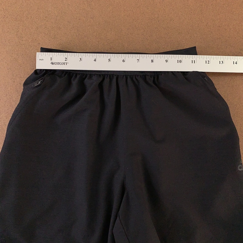 Adidas Women's Size XS Black High Waisted Zip Pocket Drawstring Athletic Shorts - Picture 6 of 9